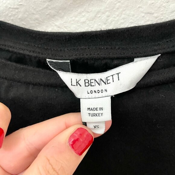 LK Bennett Loretta Black Jersey Long Sleeve Top Size XS - Picture 3 of 6